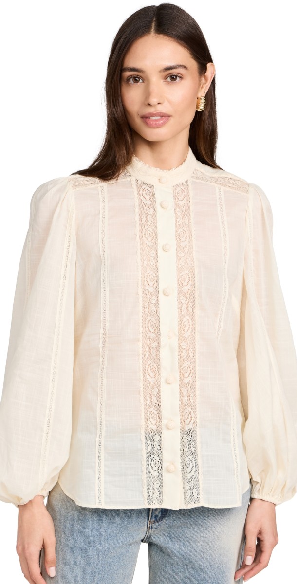 Zimmermann Halliday Lace Trim Shirt Cream
