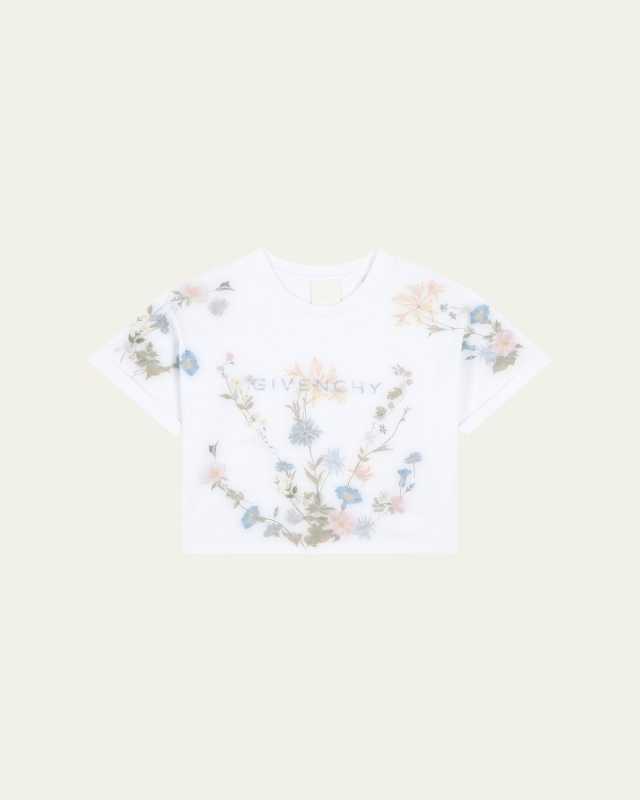 Girl's Floral Logo-Print T-Shirt, Size 8-14