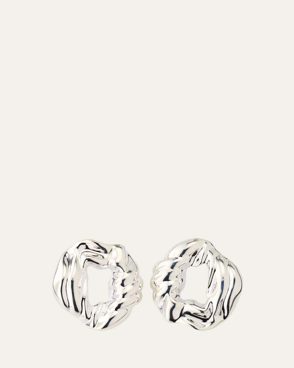 Rhodium-Plated Recycled Silver Scrunch Hoop Earrings