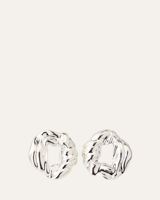 Rhodium-Plated Recycled Silver Scrunch Hoop Earrings