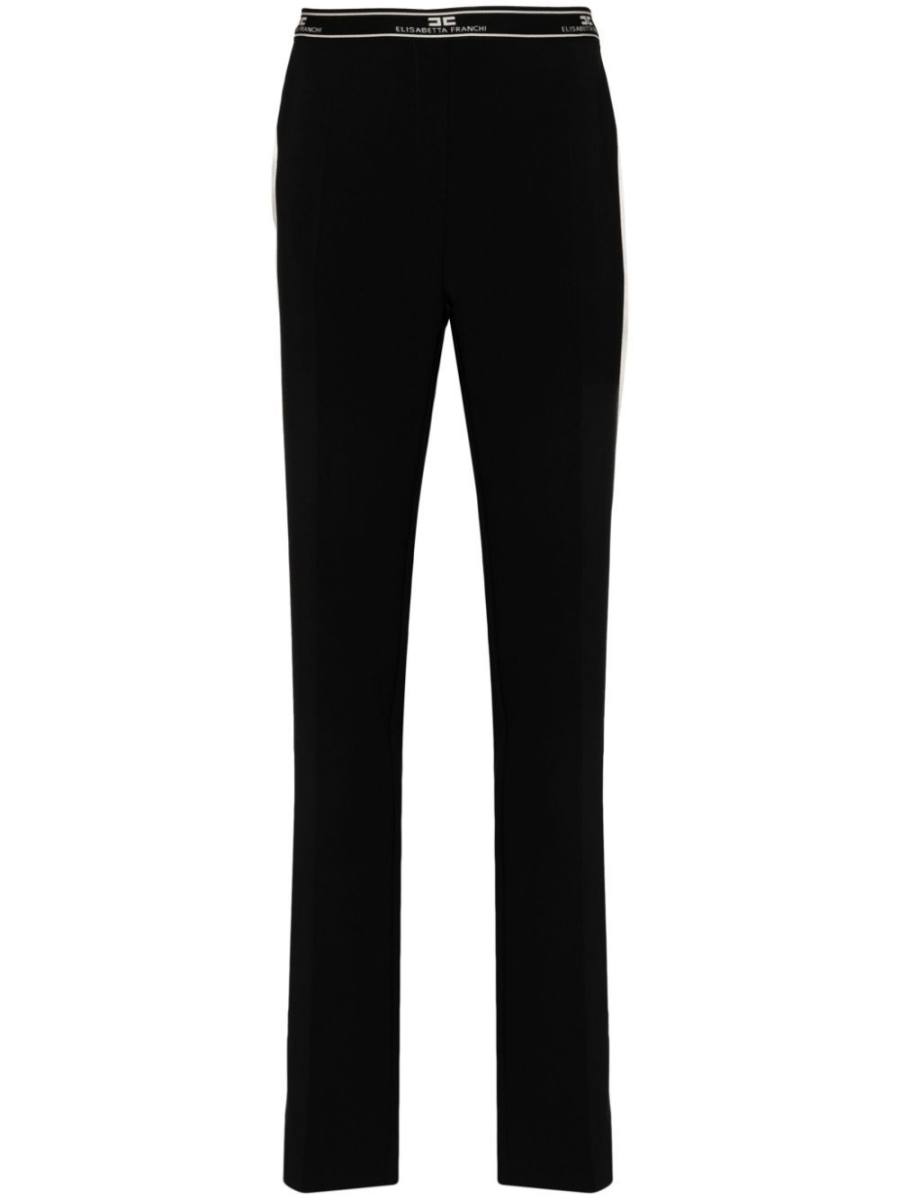 side-band crepe straight trousers