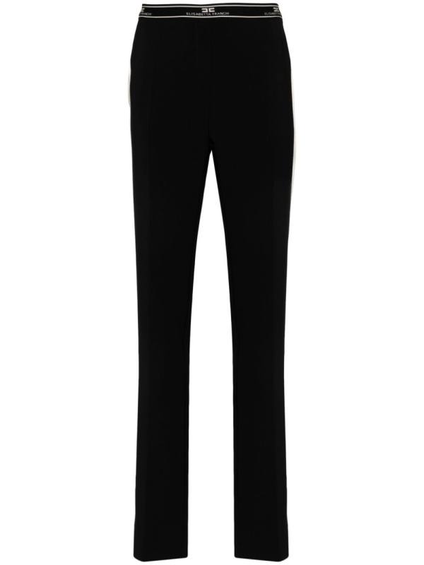 side-band crepe straight trousers