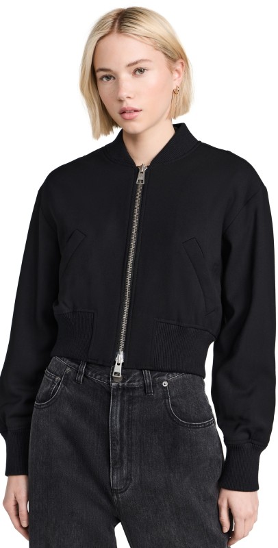 AMI Zipped Bomber Jacket Black