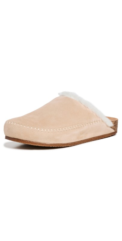 Jenni Kayne Shearling-Lined Moc Clogs Natural