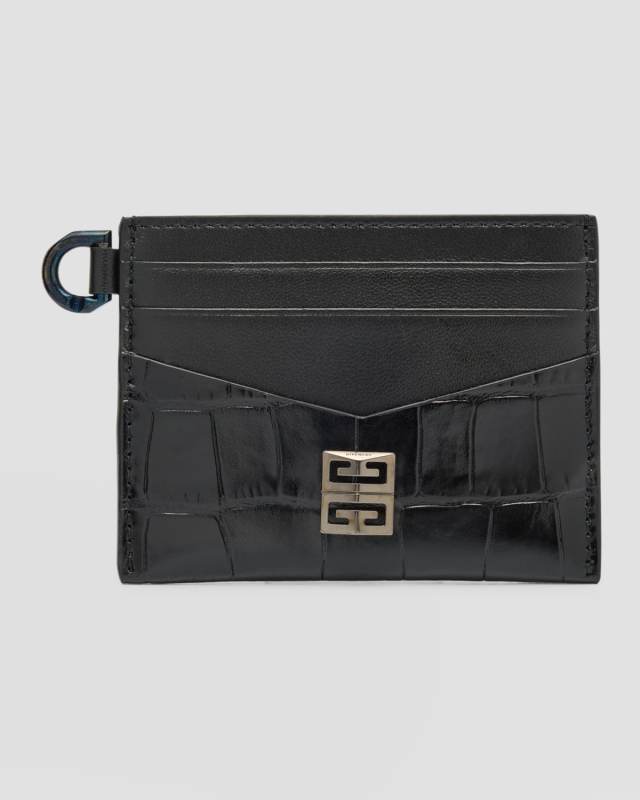 4G Cardholder in Croc Embossed Leather