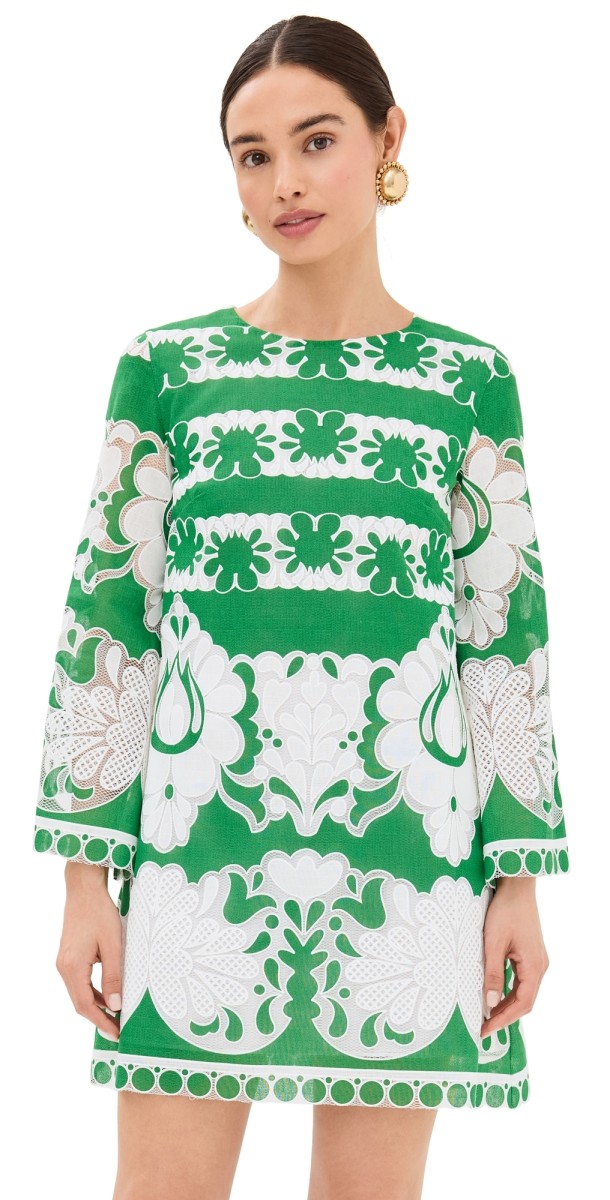 Borgo de Nor Stevie Burn Out Dress Green/White