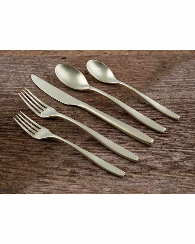 Averie Champagne Satin 20-Piece Flatware Set, Service for 4