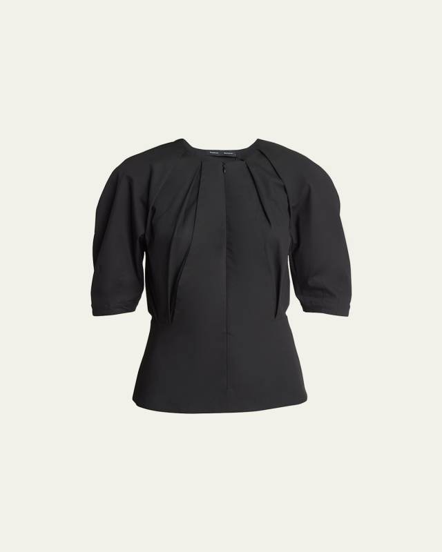 Georgia Pintuck Zip-Up Top
