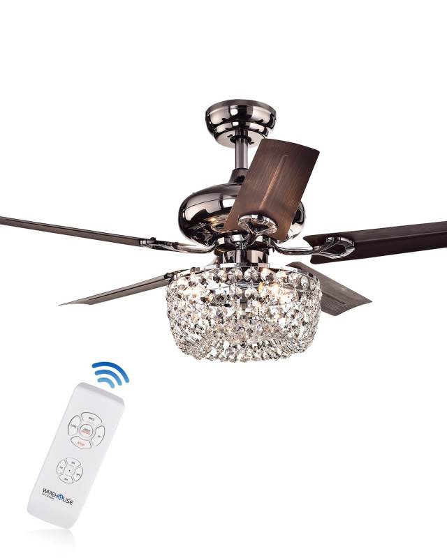 Angel Crystal Dome Chandelier Ceiling Fan