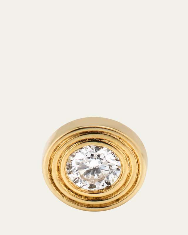 14k Fluted Diamond Stud Earring, Single