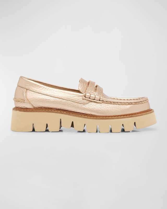 Sebas Metallic Chunky Penny Loafers