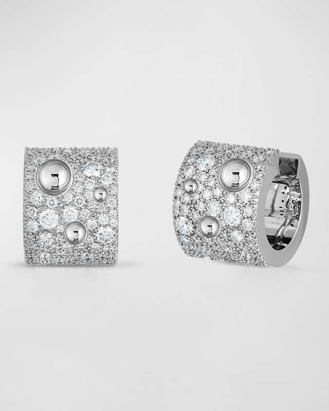 Pois Moi Luna 18K White Gold Diamond Huggie Hoop Earrings