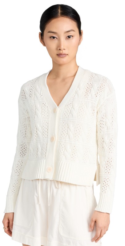 Madewell Open Cable-Stitch Cardigan Sweater Antique Cream