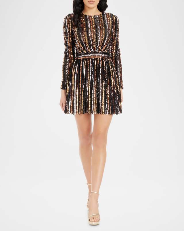 Rome Stripe Sequined Mini Dress
