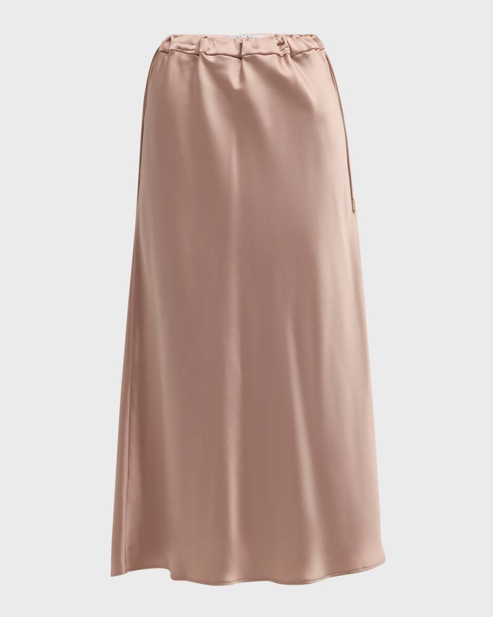Editore Drawstring Satin Midi Skirt
