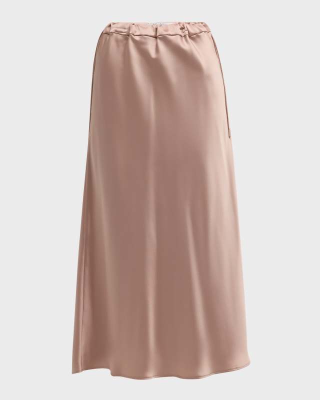 Editore Drawstring Satin Midi Skirt