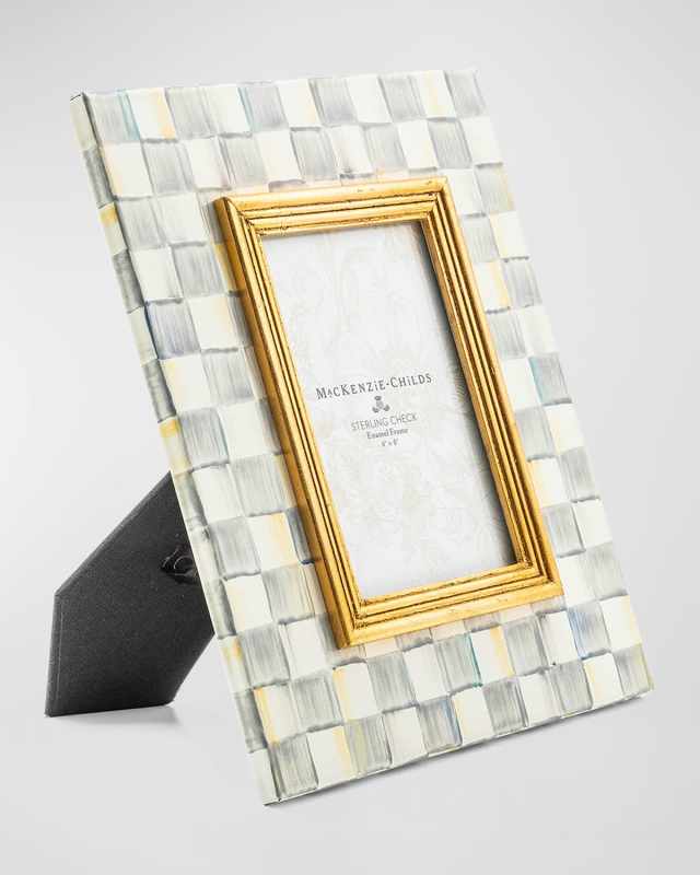 Sterling Check Enamel Frame, 4" x 6"