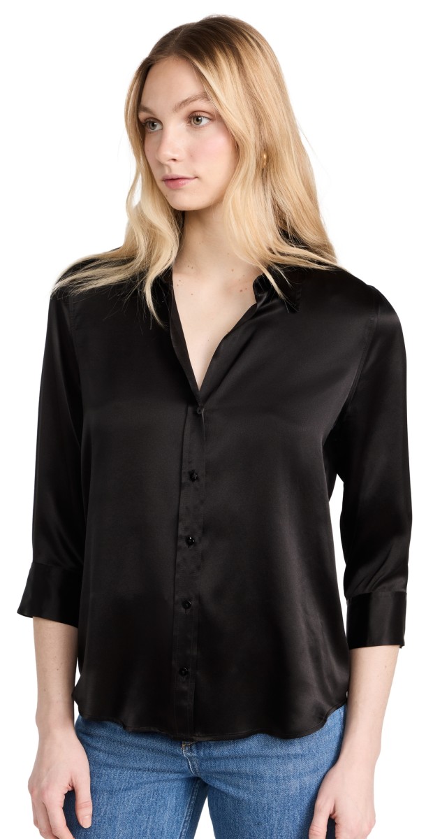 L'AGENCE Dani 3/4 Sleeve Blouse Black