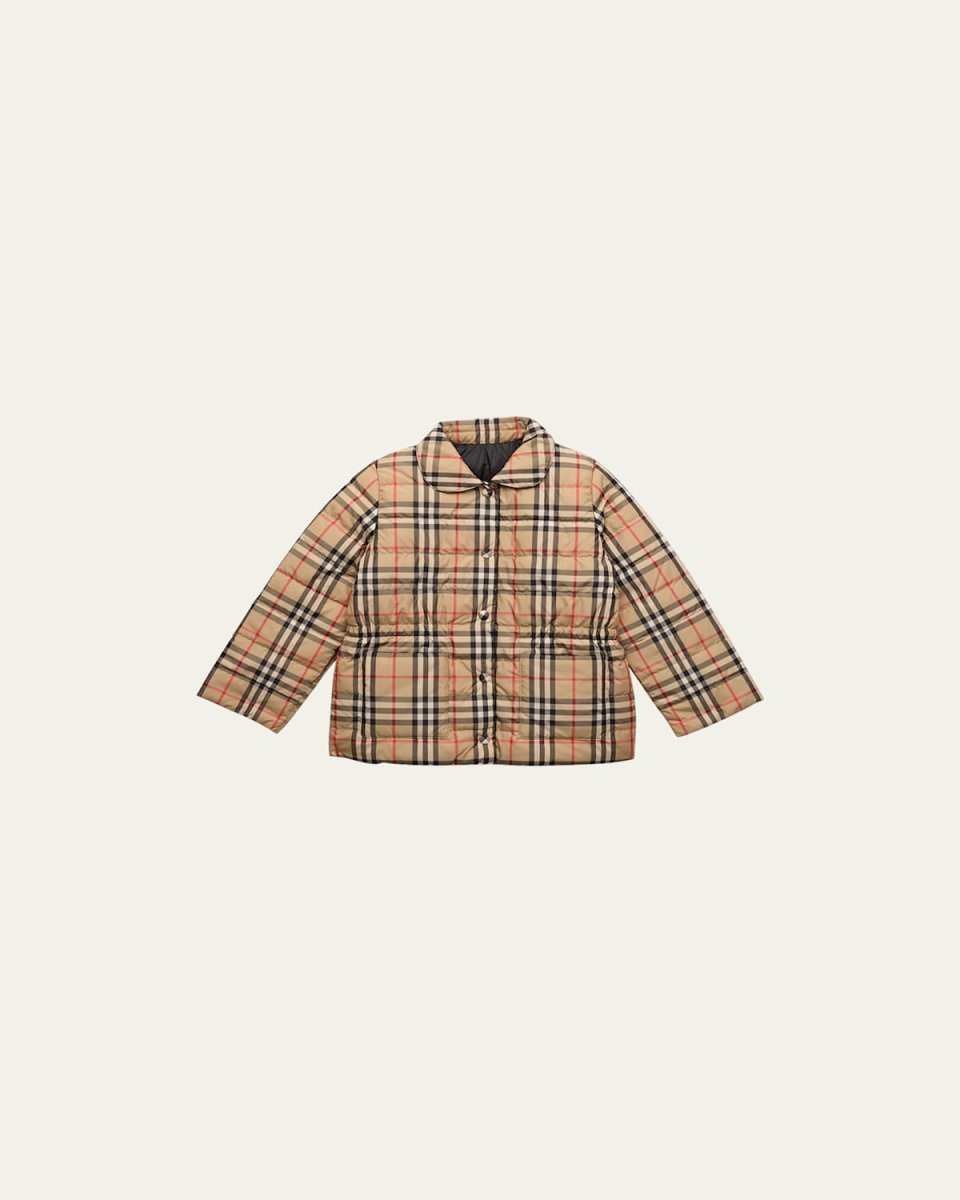 Girl's Oaklee Reversible Check-Print Jacket, Size 3-1