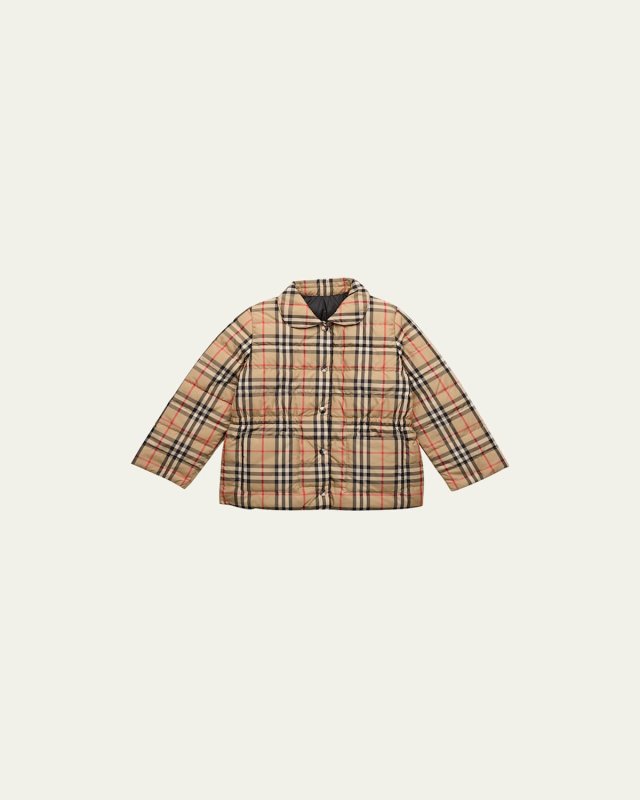 Girl's Oaklee Reversible Check-Print Jacket, Size 3-1