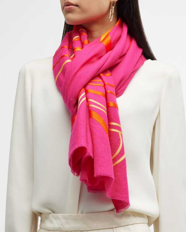 Bloom Beaded Merino Wool-Silk Scarf