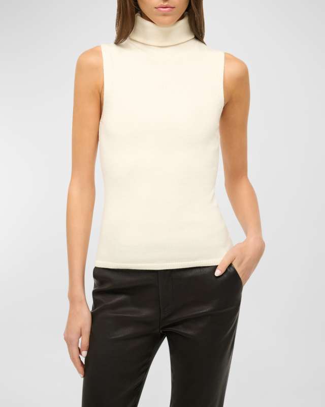 Canal Sleeveless Wool Turtleneck Top