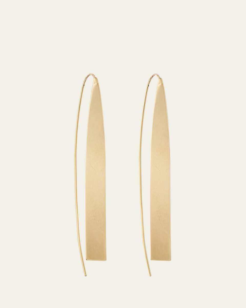 Large Narrow Flat Tag Hooked On Hoops Earrings
