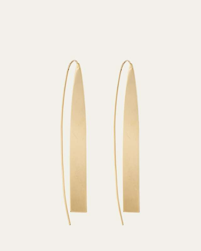 Large Narrow Flat Tag Hooked On Hoops Earrings