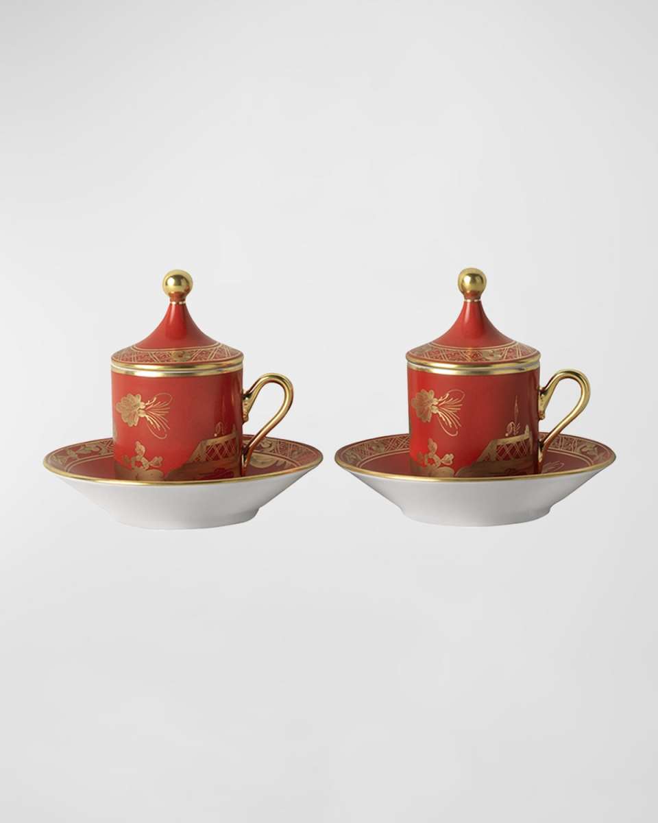 Coffee Cup with Plate and Cover, Set of 2