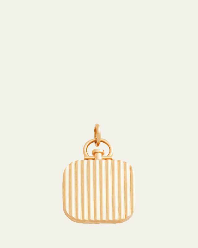 18K Yellow Gold Double Sided Barre Square Photo Locket