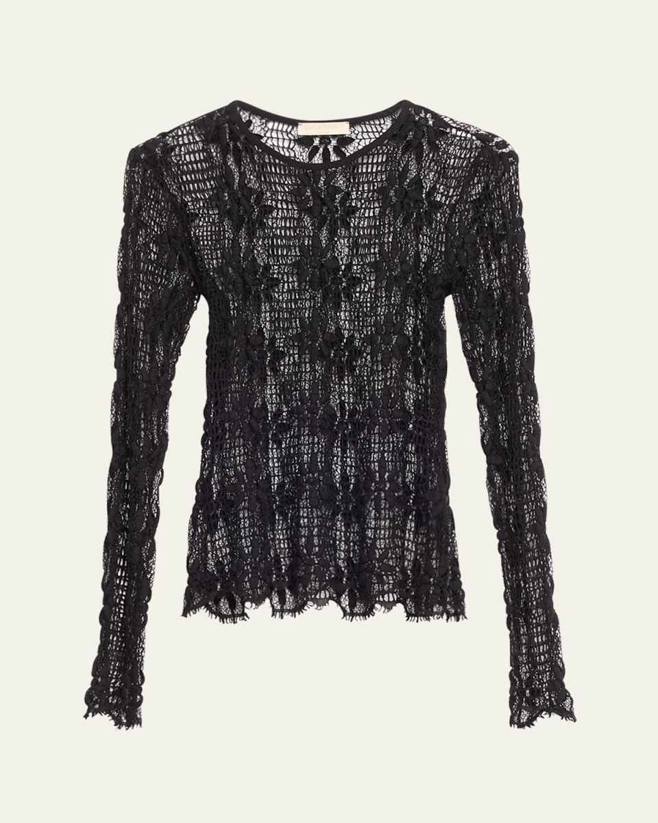 Cyrus Long-Sleeve Open Knit Top