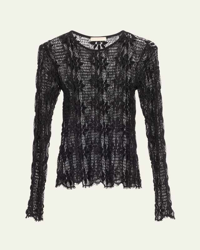 Cyrus Long-Sleeve Open Knit Top