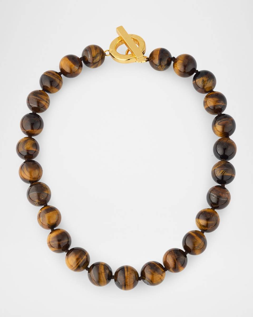 Tiger's Eye Statement Necklace with Toggle