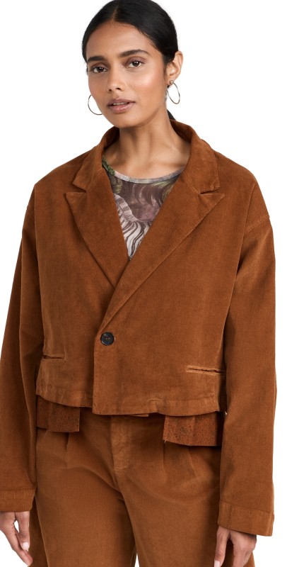 NSF Haile Cut Off Cord Blazer Caramel