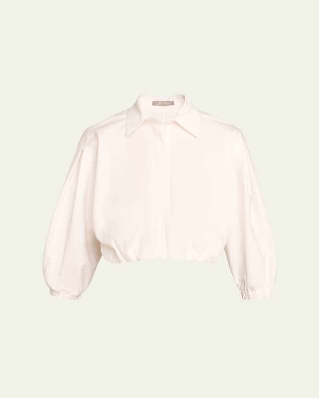 Cropped Elastic Button Down Blouse