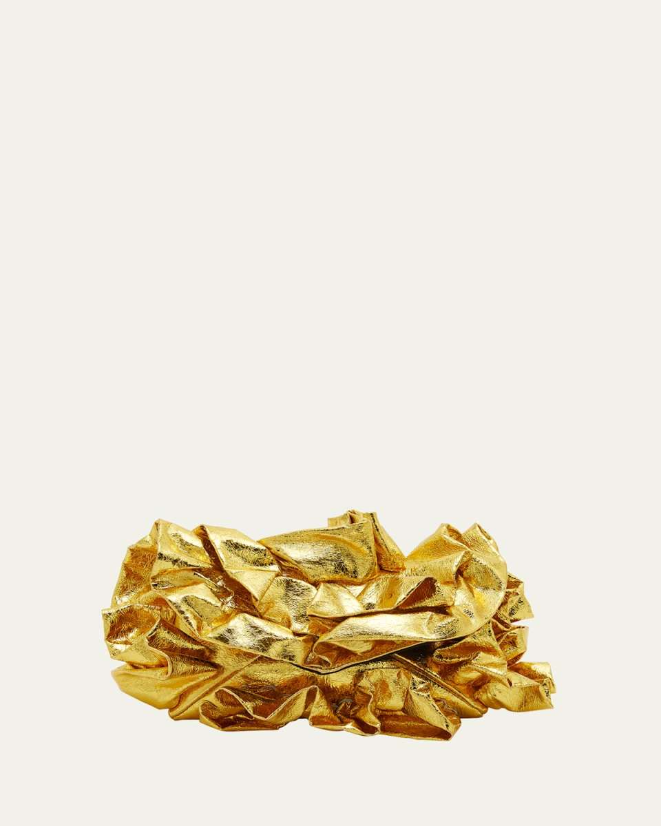 Metallic Ruffle Clutch Bag