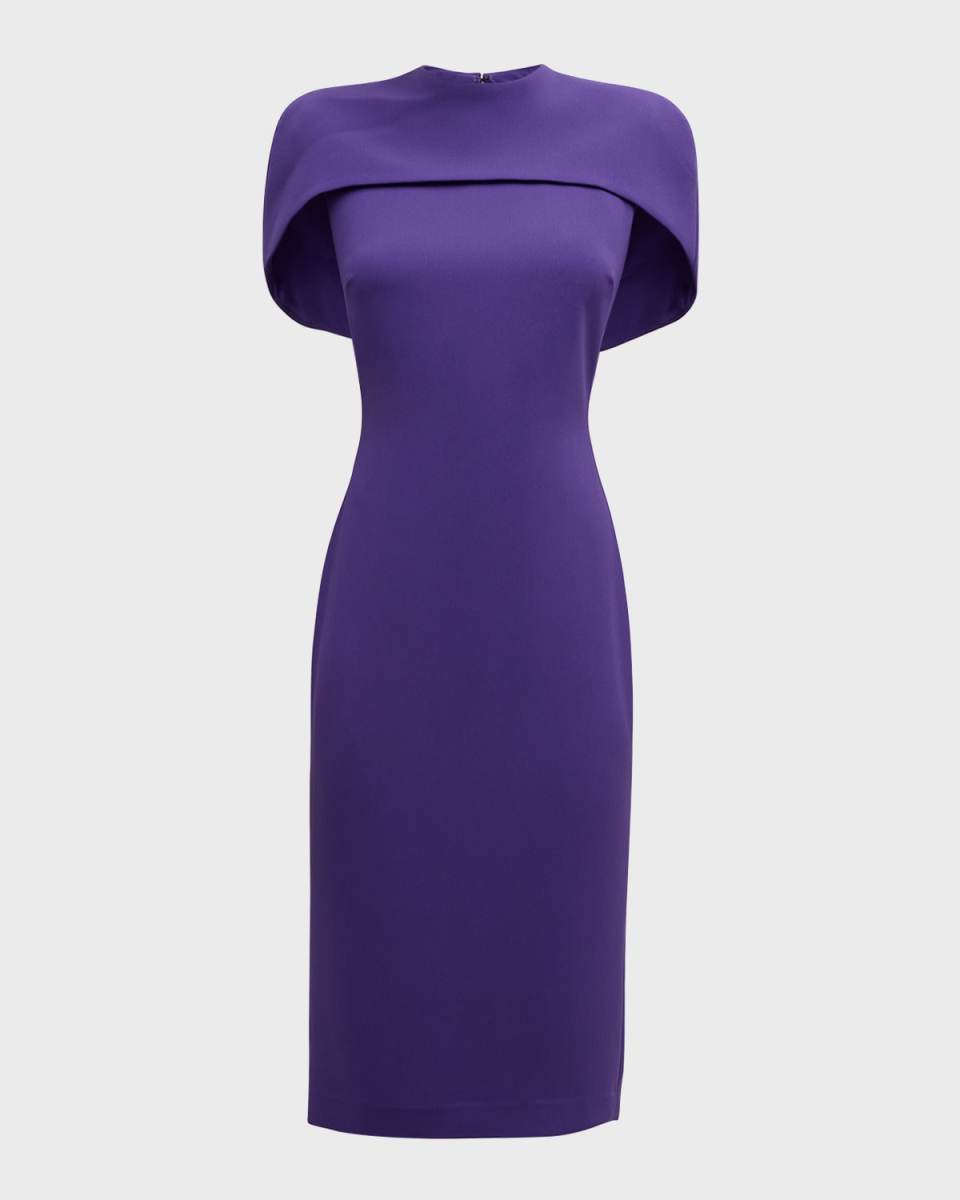 Mock-Neck Bodycon Cape Midi Dress