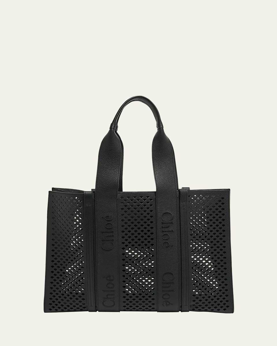 Woody Large Tote Bag in Perforated Leather