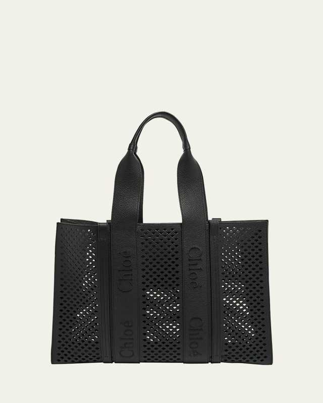 Woody Large Tote Bag in Perforated Leather
