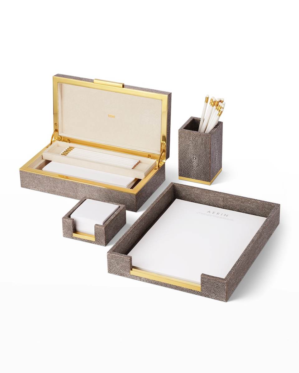 Faux Shagreen Paper Tray