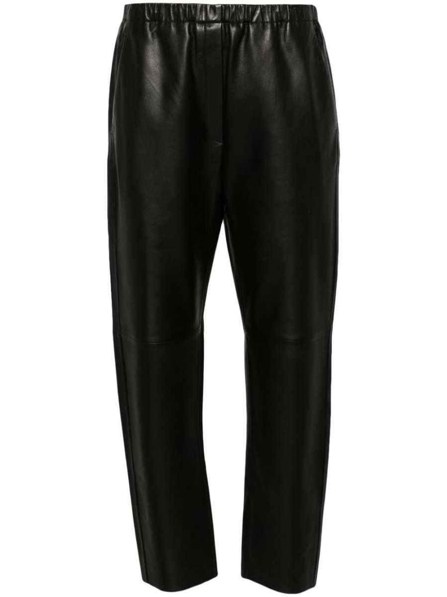 leather tapered trousers