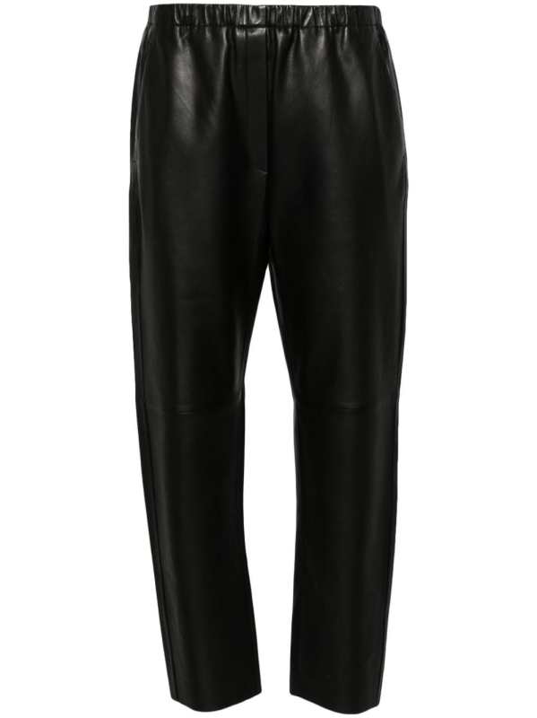 leather tapered trousers