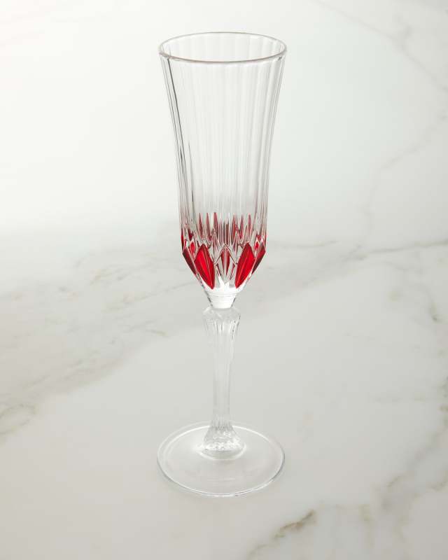 Red Champagne Flute Glasses, Set of 4