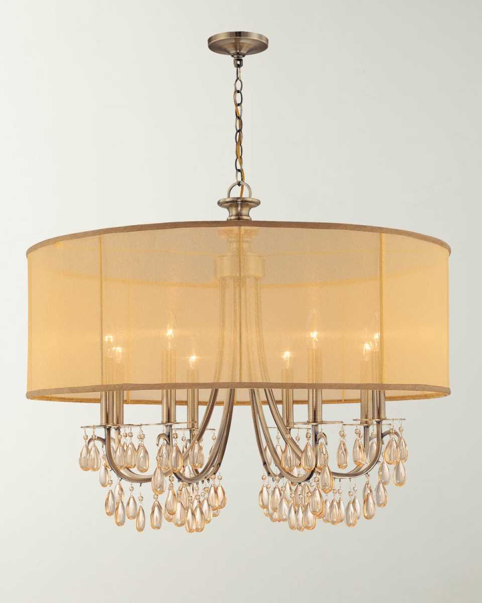 Hampton 8-Light Drum Shade Brass Chandelier
