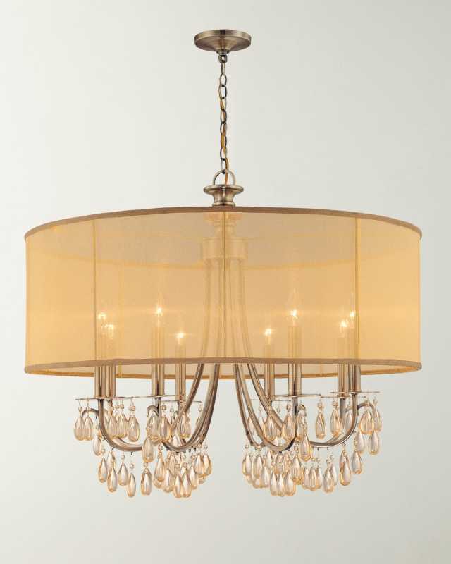 Hampton 8-Light Drum Shade Brass Chandelier