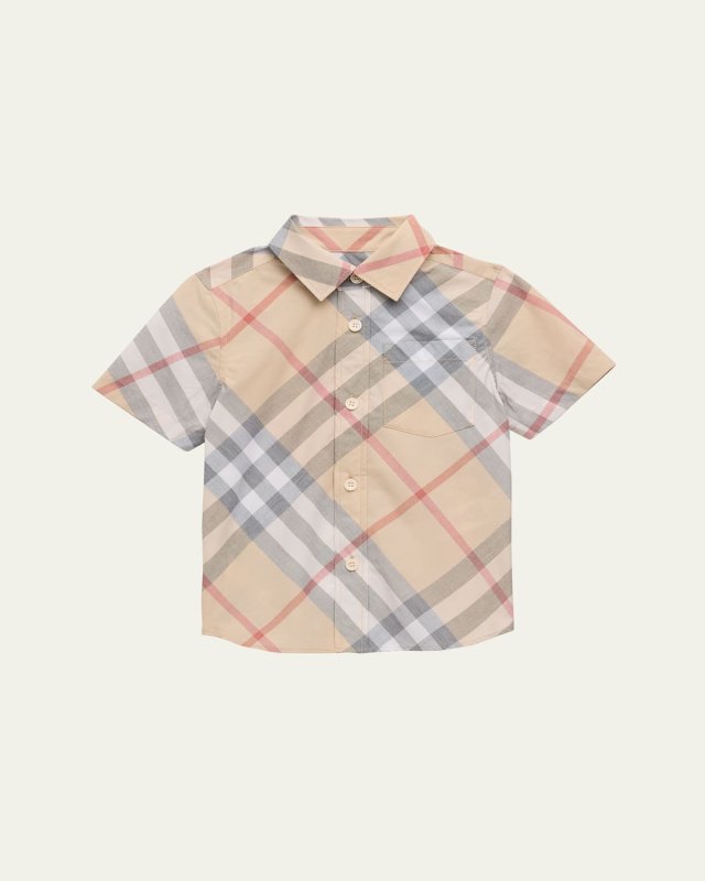 Boy's Owen Check-Print Button Down Shirt, Size 6M-