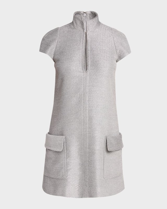Metallic Silk-Blend Boucle Mini Dress