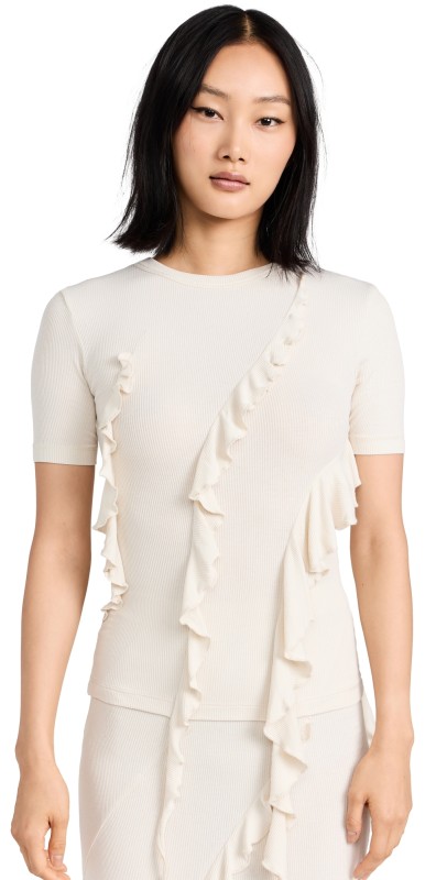 Acne Studios Ruffle T-Shirt Ecru Beige