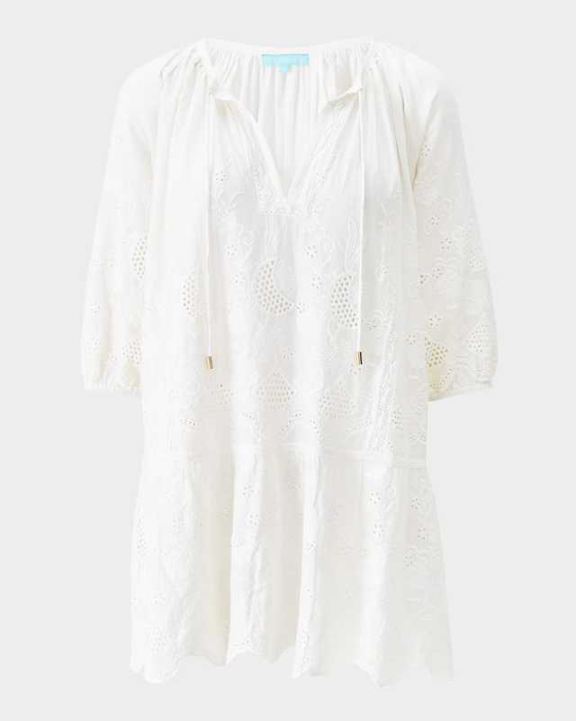 Pearl Broderie Cutwork Caftan Coverup