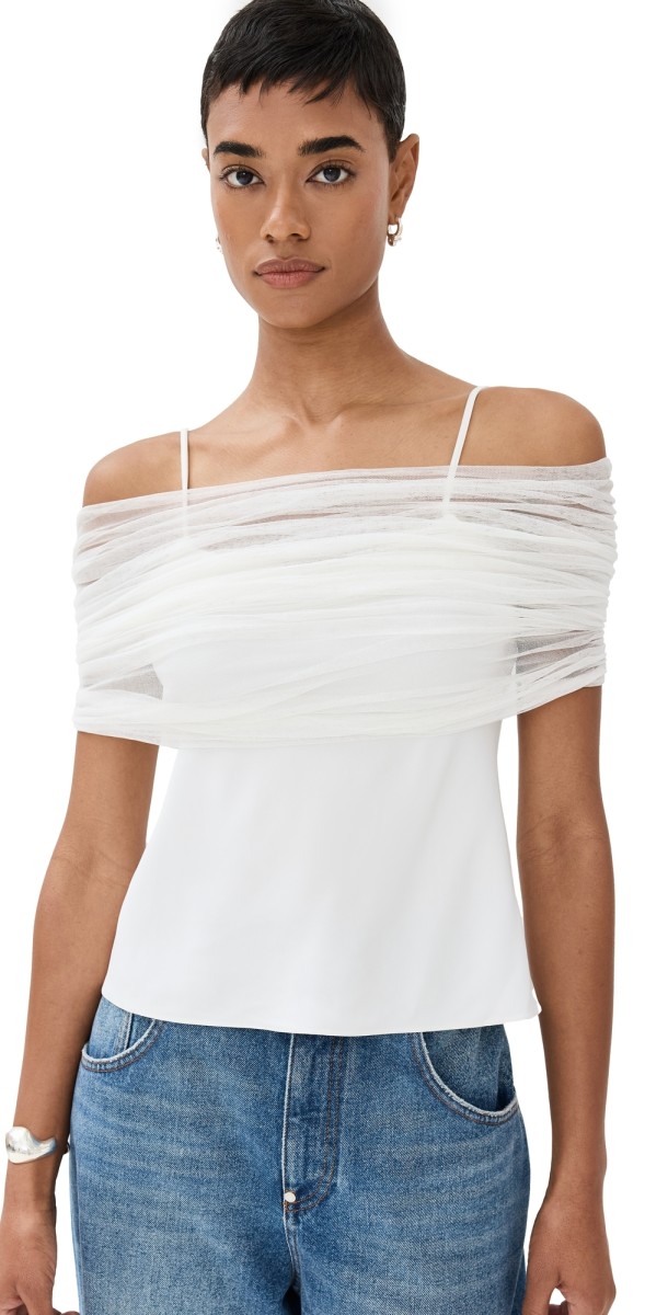 Christopher Esber Veiled Shawl Cami White